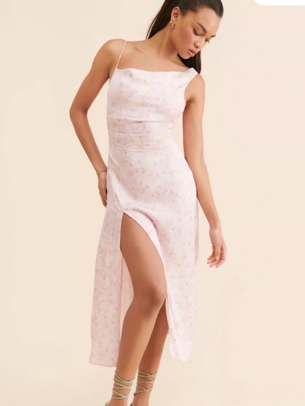 For Love & Lemons Llana Midi Dress Pink Floral Size XS